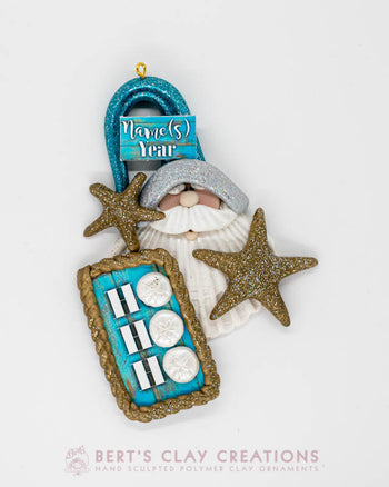 Beachy Seaside Santa Ornament